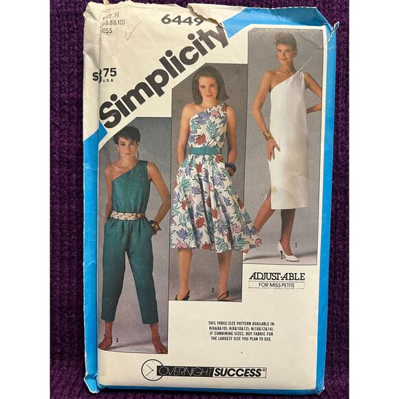 Simplicity 6449 Sewing pattern dress swing skirt jumpsuit one shoulder - Picture 1 of 5